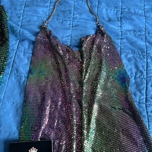 Multicolor Chainmail Halter Top